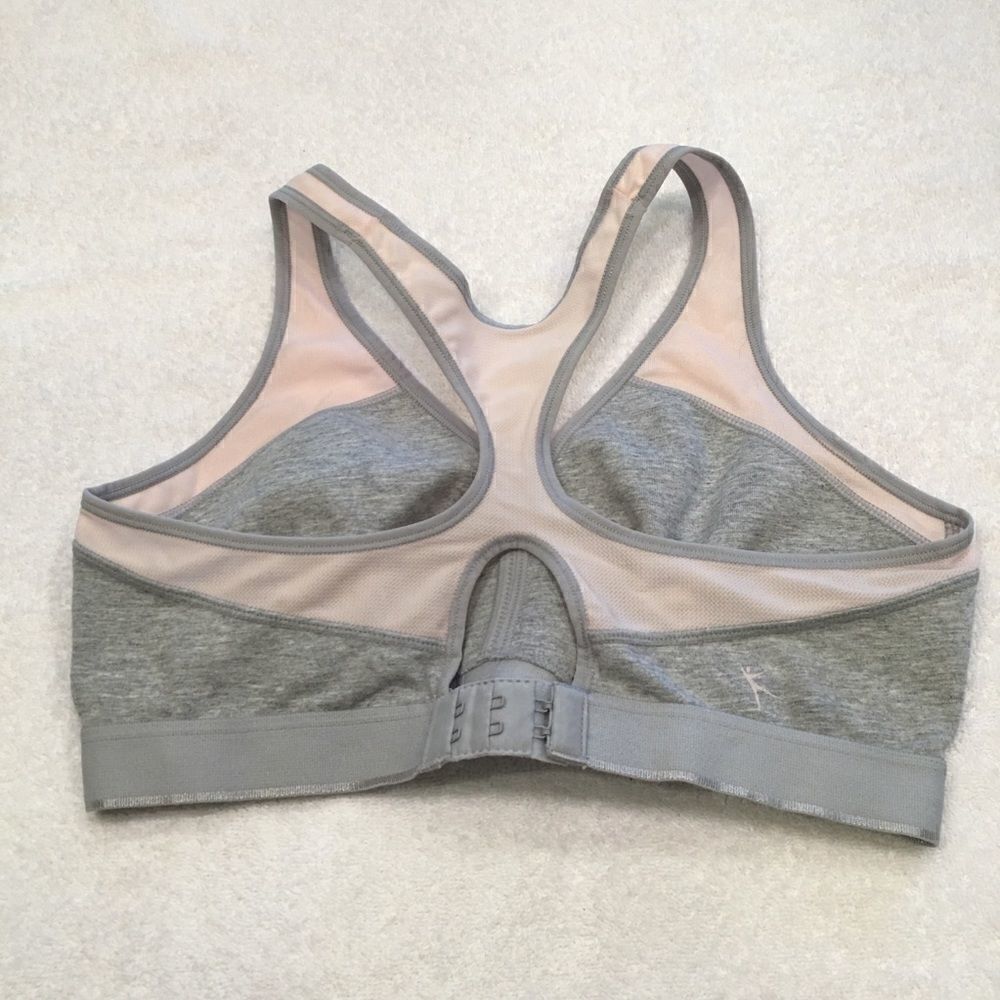 Danskin Now gray pink athletic bra 36 stretch hook - Picture 2 of 5